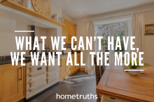 A dining table surrounded with different cabinets; other decoratives such as a clock, containers, kettle, and a lot more