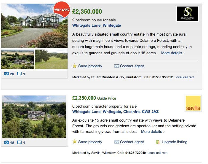 A duplicate property from two different agents on Rightmove